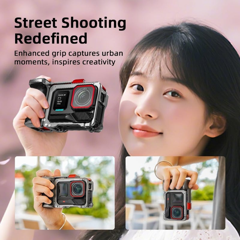 BRDRC Grip Kit for Insta360 Ace Pro 2 / Ace Pro (with Cage), Handle Holder Bundle Expansion Mount with Shutter Button, Quick Release, Cold Shoe for Insta 360 Ace Pro 2/Insta360 Ace Pro Accessories - Image 2